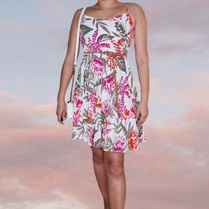 White dress with multicolored florals